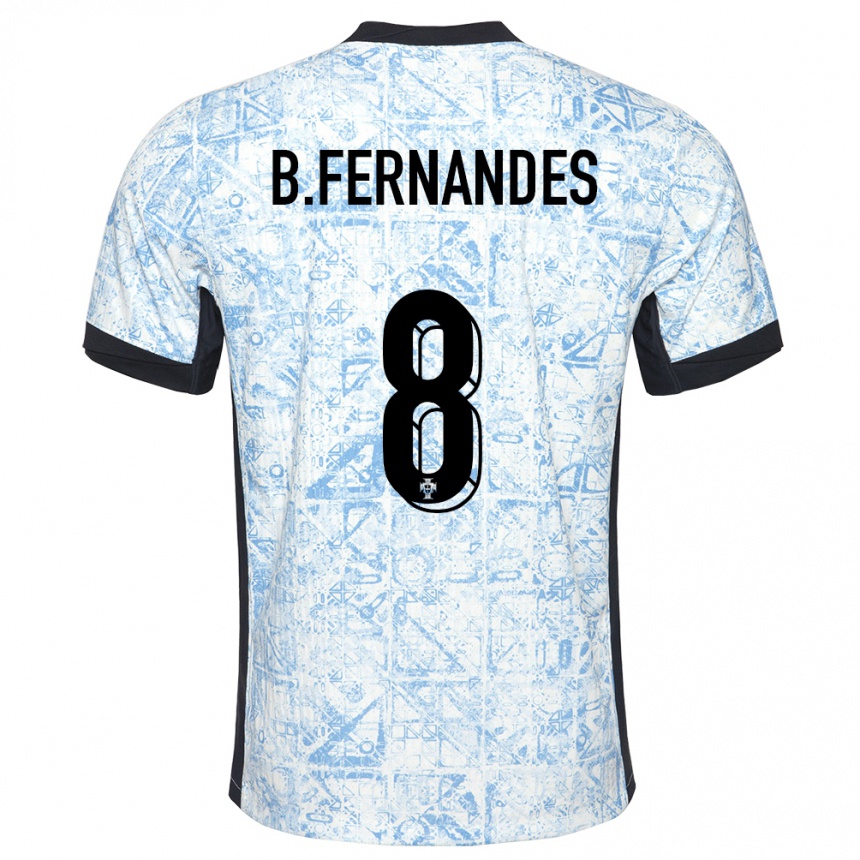 Kids Football Portugal Bruno Fernandes #8 Cream Blue Away Jersey 24-26 T-Shirt Nz