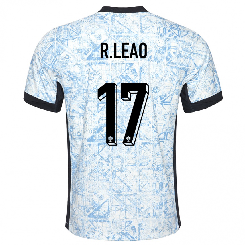 Kids Football Portugal Rafael Leao #17 Cream Blue Away Jersey 24-26 T-Shirt Nz