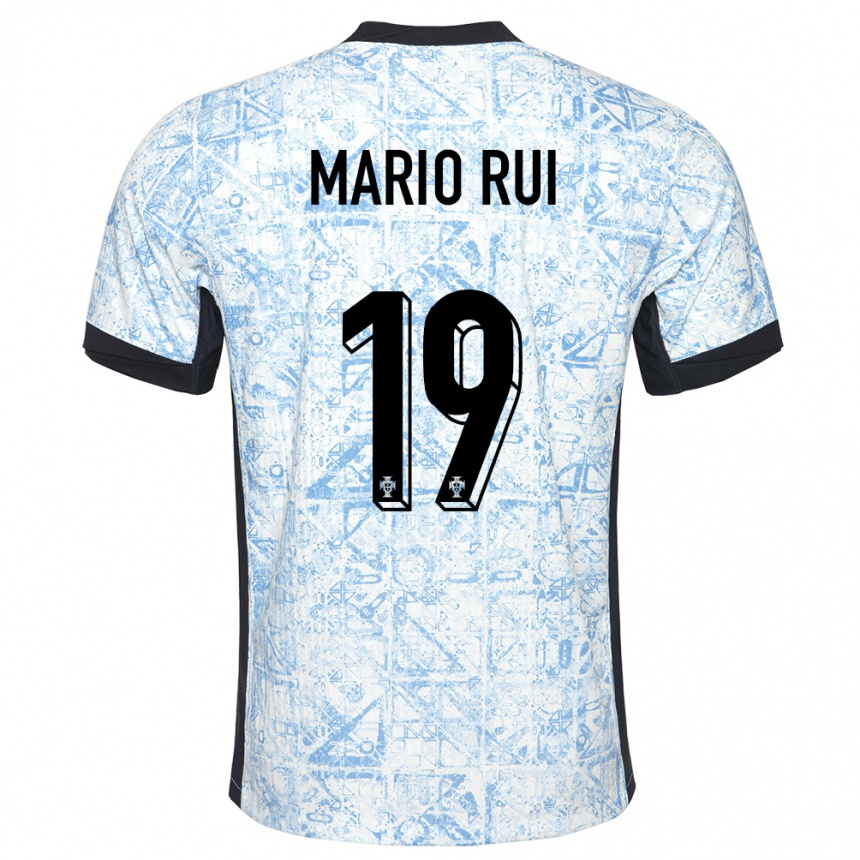 Kids Football Portugal Mario Rui #19 Cream Blue Away Jersey 24-26 T-Shirt Nz