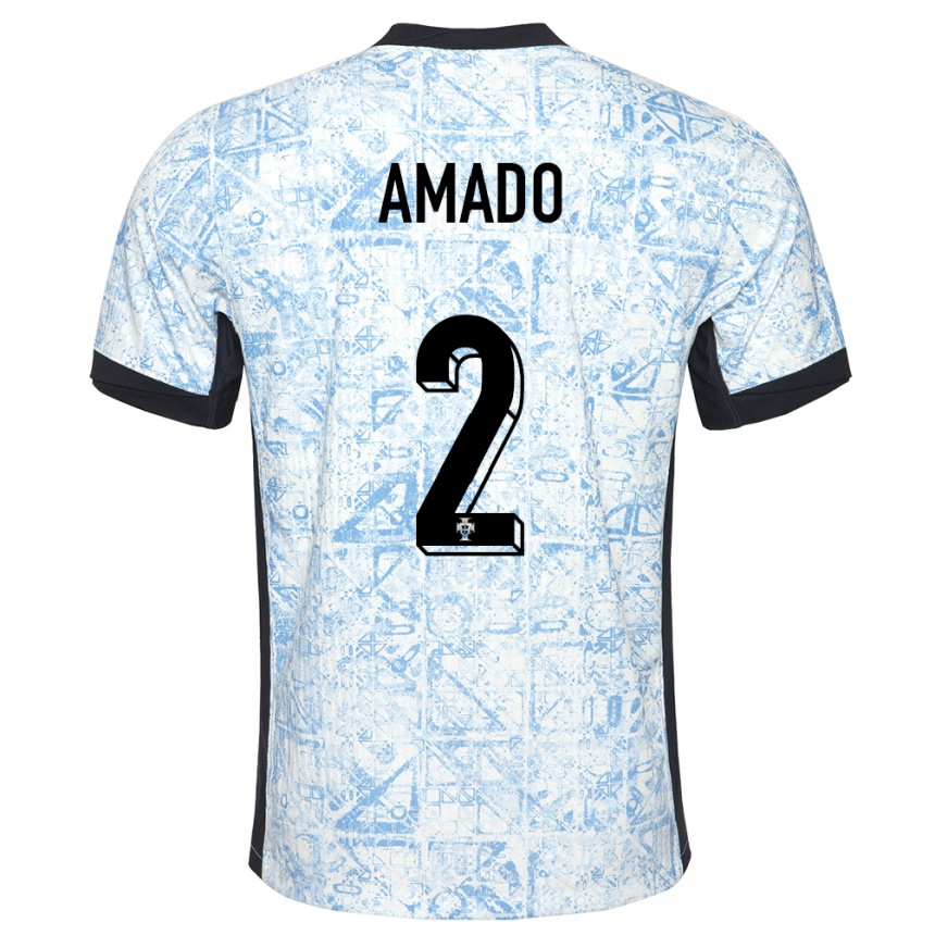 Kids Football Portugal Catarina Amado #2 Cream Blue Away Jersey 24-26 T-Shirt Nz