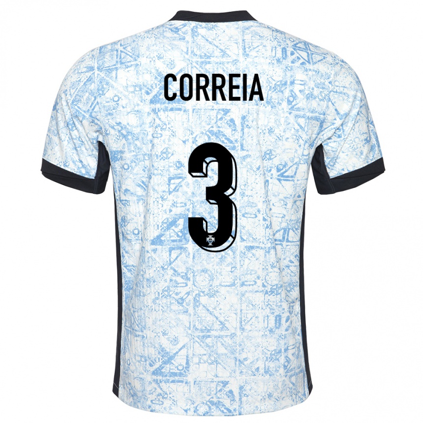 Kids Football Portugal Alicia Correia #3 Cream Blue Away Jersey 24-26 T-Shirt Nz