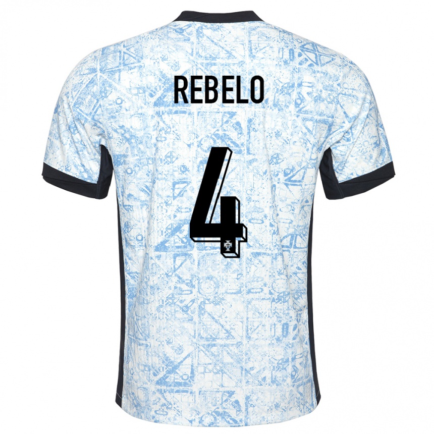 Kids Football Portugal Silvia Rebelo #4 Cream Blue Away Jersey 24-26 T-Shirt Nz