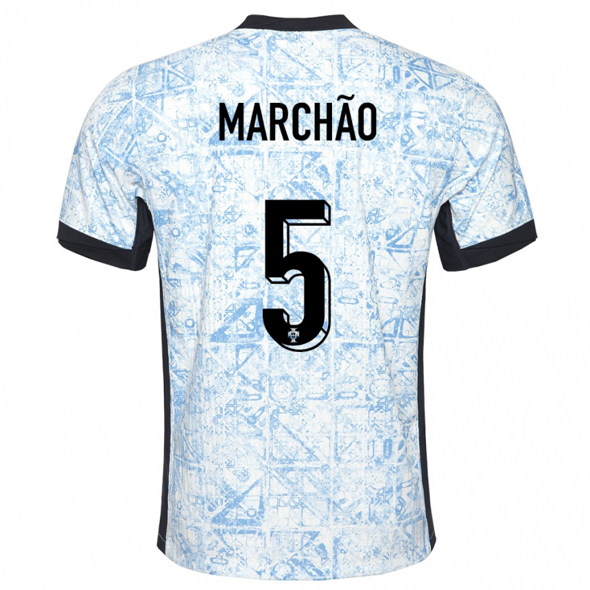 Kids Football Portugal Joana Marchao #5 Cream Blue Away Jersey 24-26 T-Shirt Nz