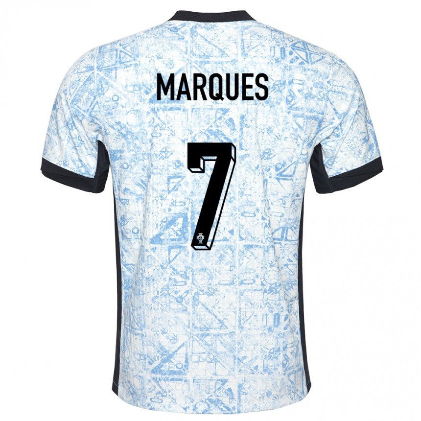 Kids Football Portugal Vanessa Marques #7 Cream Blue Away Jersey 24-26 T-Shirt Nz