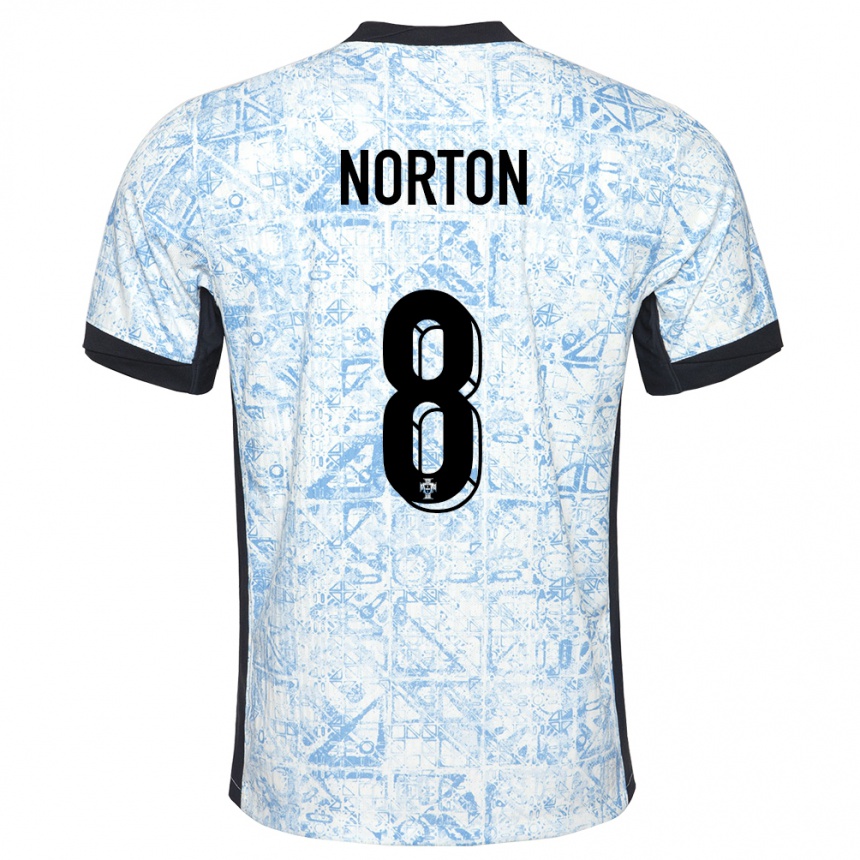 Kids Football Portugal Andreia Norton #8 Cream Blue Away Jersey 24-26 T-Shirt Nz