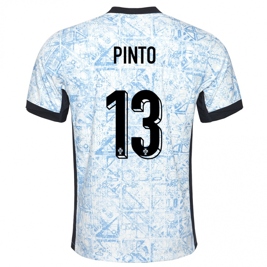 Kids Football Portugal Fatima Pinto #13 Cream Blue Away Jersey 24-26 T-Shirt Nz