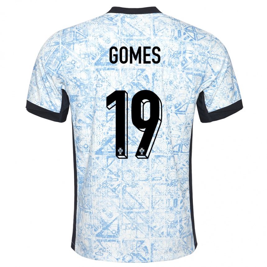 Kids Football Portugal Diana Gomes #19 Cream Blue Away Jersey 24-26 T-Shirt Nz