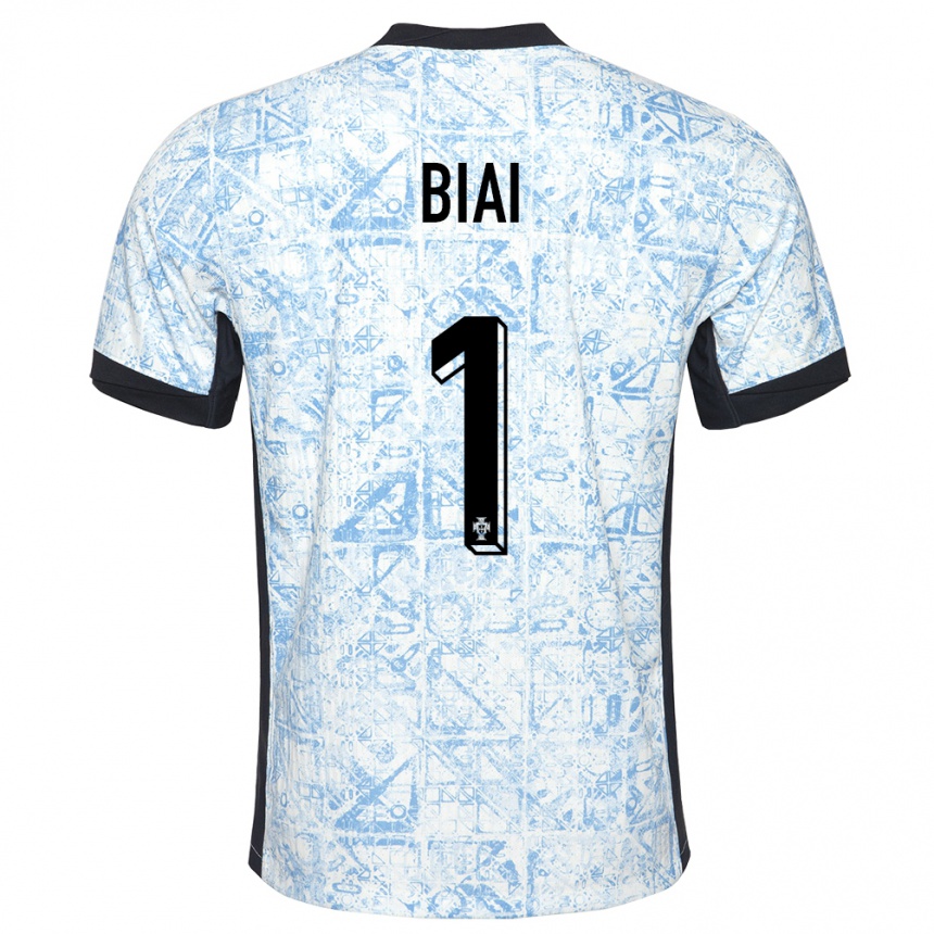 Kids Football Portugal Celton Biai #1 Cream Blue Away Jersey 24-26 T-Shirt Nz