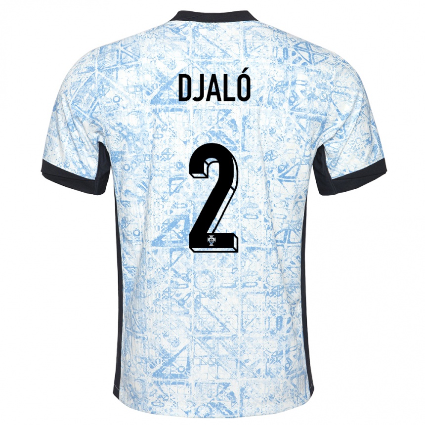 Kids Football Portugal Tiago Djalo #2 Cream Blue Away Jersey 24-26 T-Shirt Nz