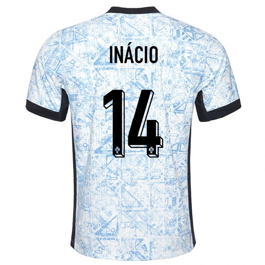 Kids Football Portugal Goncalo Inacio #14 Cream Blue Away Jersey 24-26 T-Shirt Nz