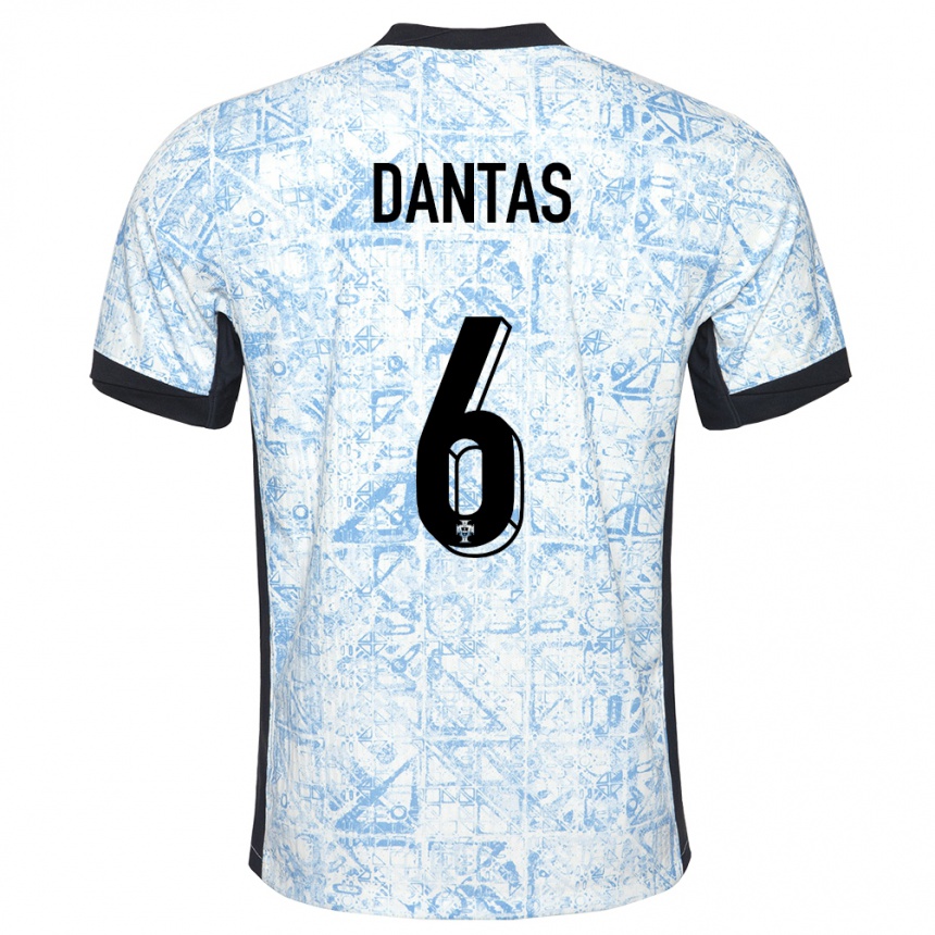 Kids Football Portugal Tiago Dantas #6 Cream Blue Away Jersey 24-26 T-Shirt Nz