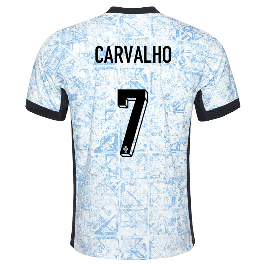 Kids Football Portugal Fabio Carvalho #7 Cream Blue Away Jersey 24-26 T-Shirt Nz