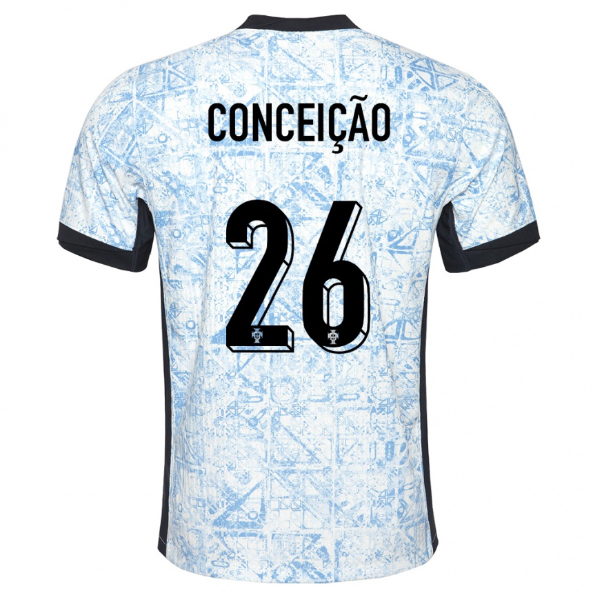 Kids Football Portugal Francisco Conceicao #26 Cream Blue Away Jersey 24-26 T-Shirt Nz