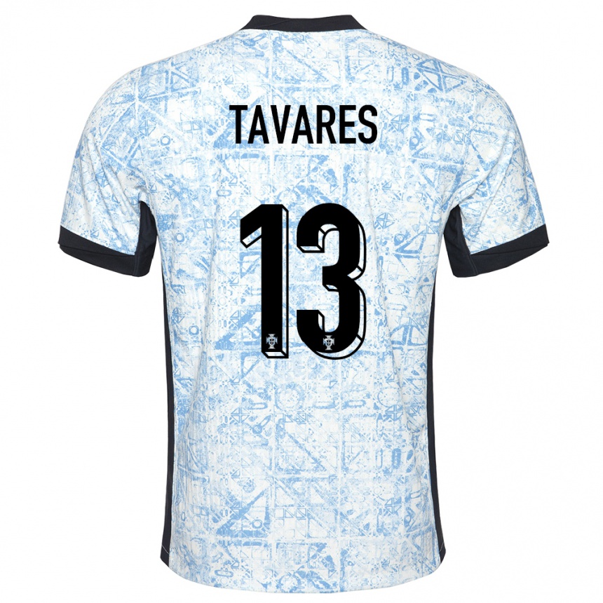 Kids Football Portugal Nuno Tavares #13 Cream Blue Away Jersey 24-26 T-Shirt Nz