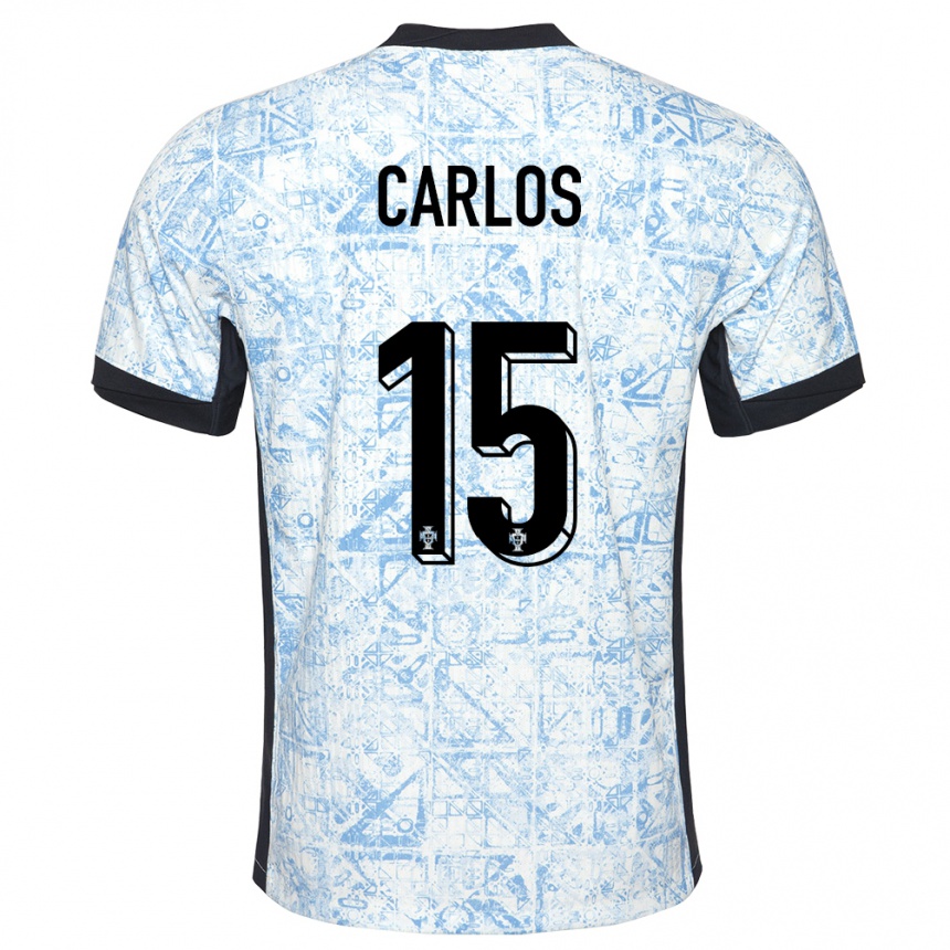 Kids Football Portugal Ze Carlos #15 Cream Blue Away Jersey 24-26 T-Shirt Nz