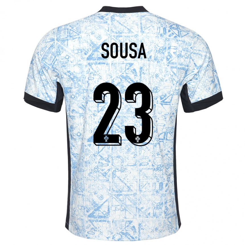 Kids Football Portugal Afonso Sousa #23 Cream Blue Away Jersey 24-26 T-Shirt Nz