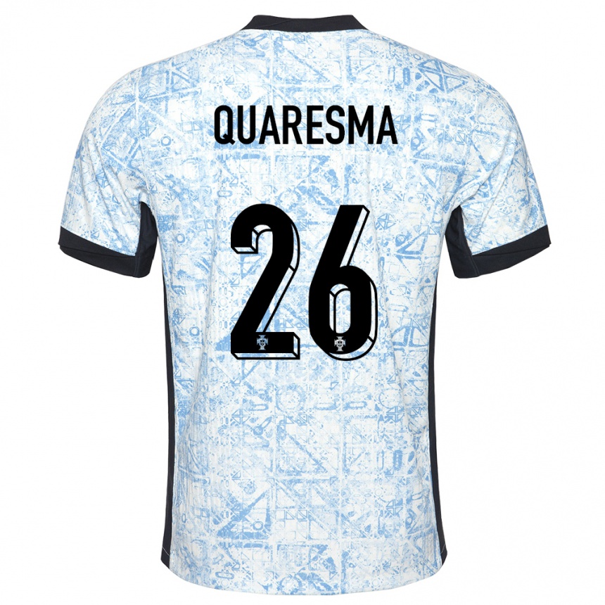 Kids Football Portugal Eduardo Quaresma #26 Cream Blue Away Jersey 24-26 T-Shirt Nz