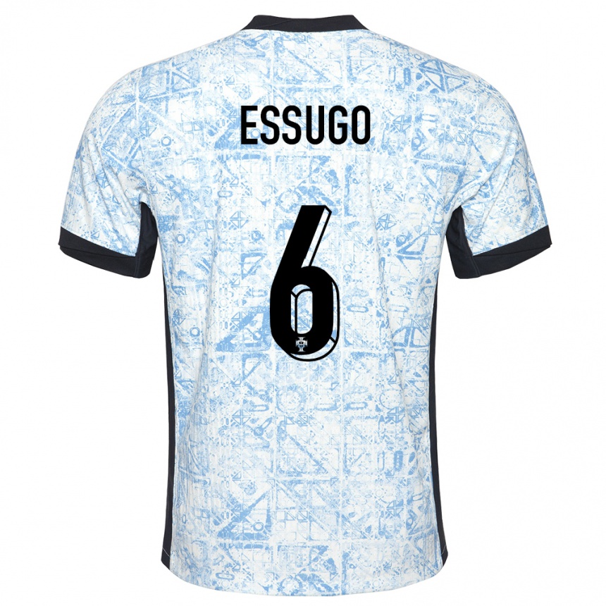 Kids Football Portugal Dario Essugo #6 Cream Blue Away Jersey 24-26 T-Shirt Nz