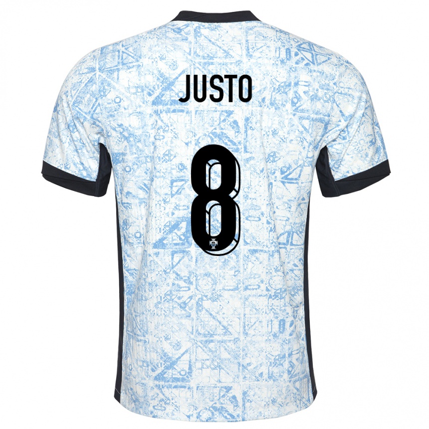 Kids Football Portugal Samuel Justo #8 Cream Blue Away Jersey 24-26 T-Shirt Nz