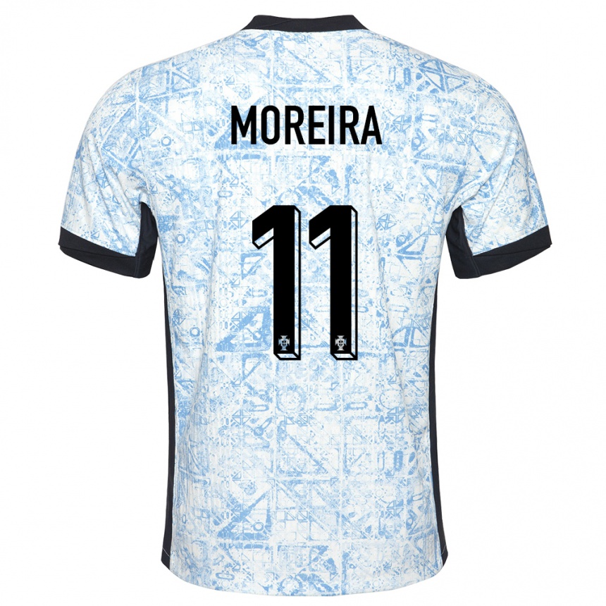 Kids Football Portugal Diego Moreira #11 Cream Blue Away Jersey 24-26 T-Shirt Nz