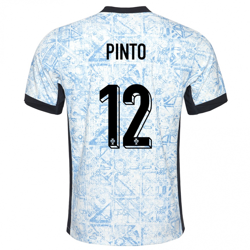 Kids Football Portugal Diogo Pinto #12 Cream Blue Away Jersey 24-26 T-Shirt Nz