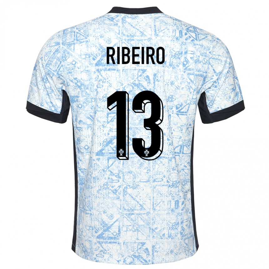 Kids Football Portugal Antonio Ribeiro #13 Cream Blue Away Jersey 24-26 T-Shirt Nz