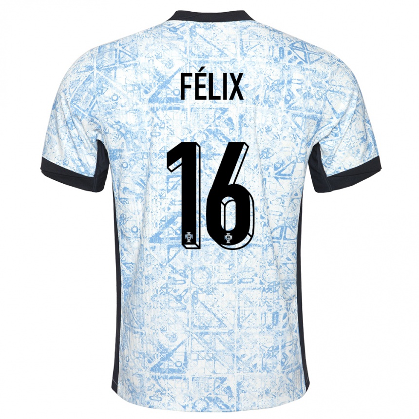 Kids Football Portugal Hugo Felix #16 Cream Blue Away Jersey 24-26 T-Shirt Nz