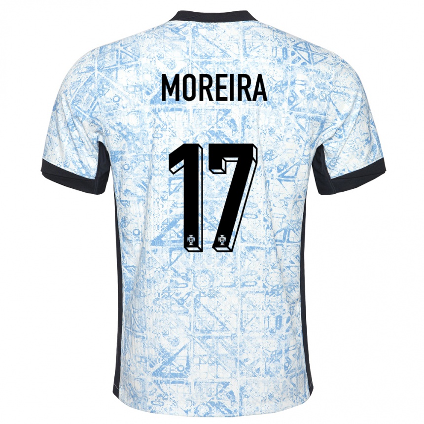 Kids Football Portugal Afonso Moreira #17 Cream Blue Away Jersey 24-26 T-Shirt Nz