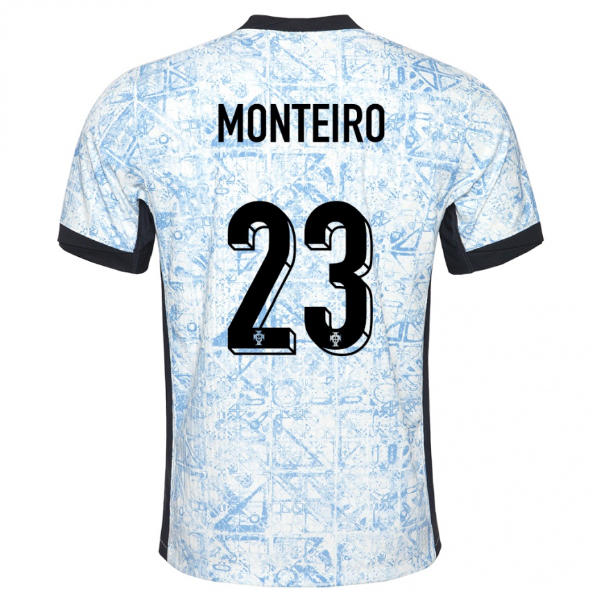 Kids Football Portugal David Monteiro #23 Cream Blue Away Jersey 24-26 T-Shirt Nz