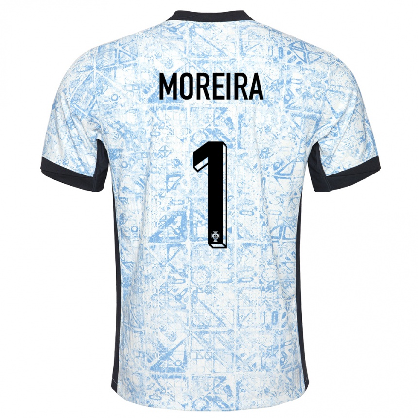 Kids Football Portugal Andre Moreira #1 Cream Blue Away Jersey 24-26 T-Shirt Nz