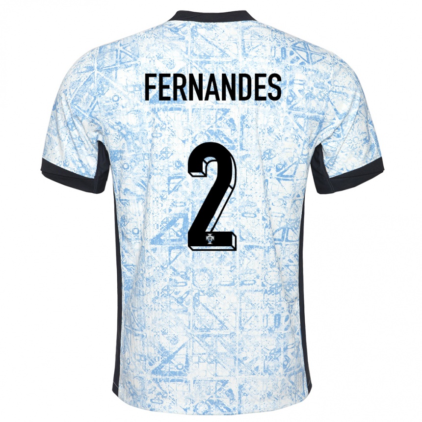 Kids Football Portugal Martim Fernandes #2 Cream Blue Away Jersey 24-26 T-Shirt Nz