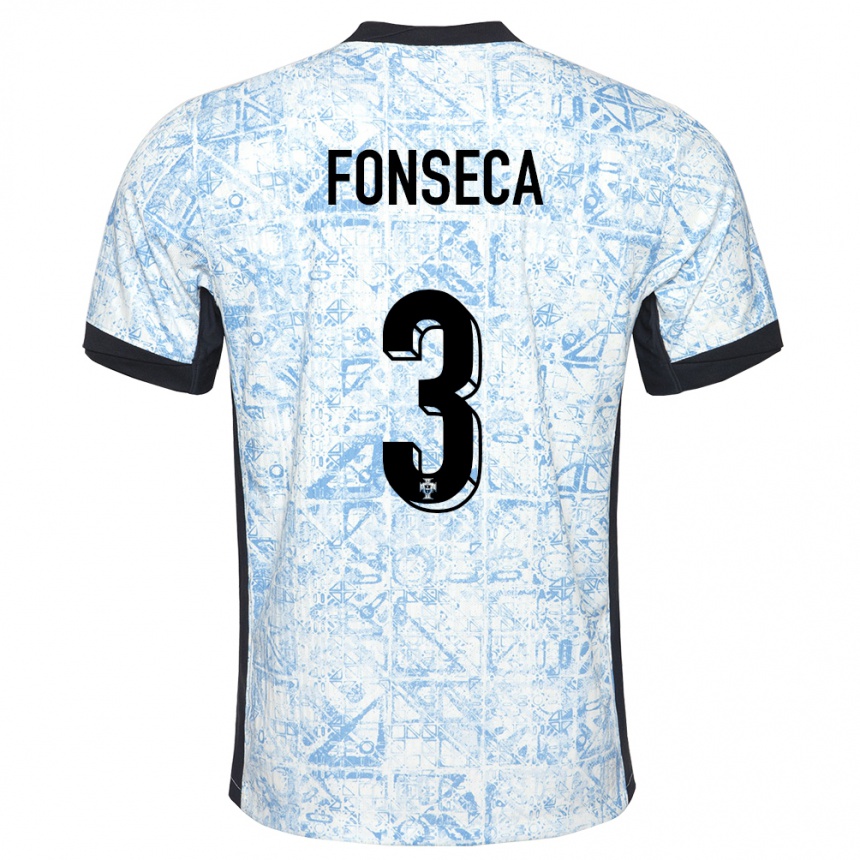 Kids Football Portugal Joao Fonseca #3 Cream Blue Away Jersey 24-26 T-Shirt Nz