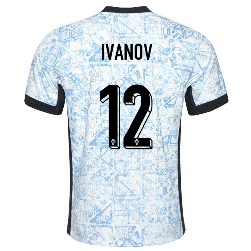 Kids Football Portugal David Ivanov #12 Cream Blue Away Jersey 24-26 T-Shirt Nz