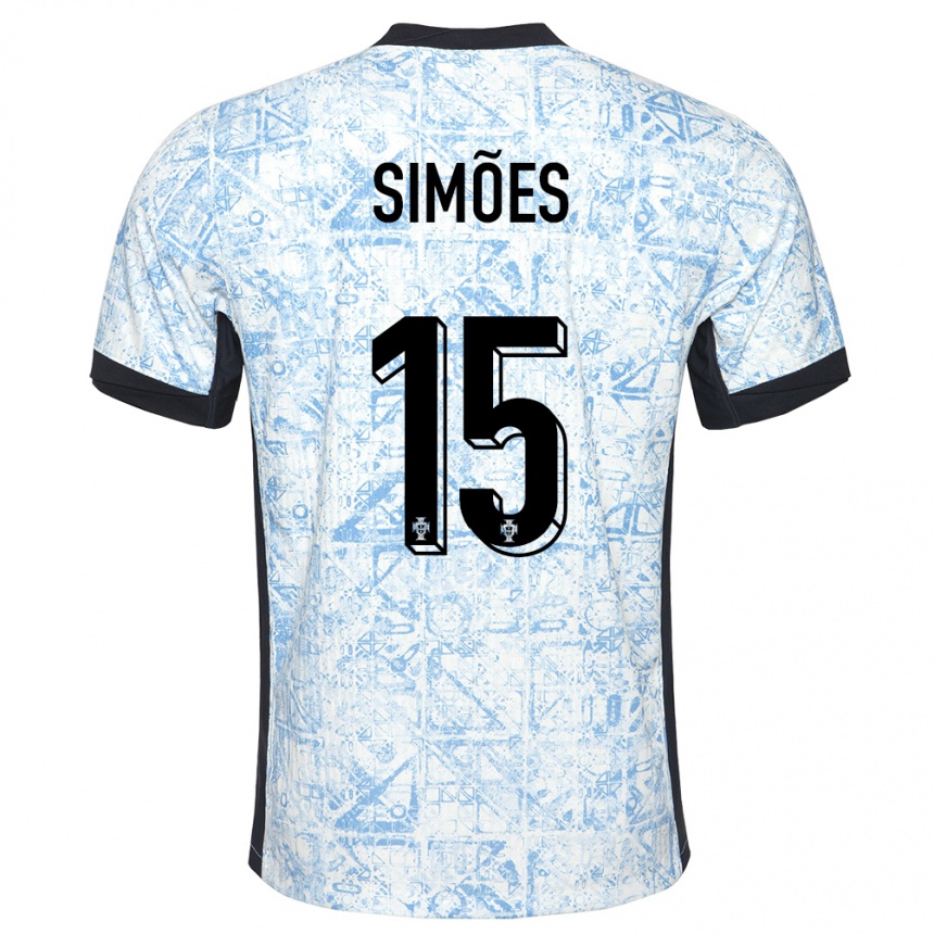 Kids Football Portugal Joao Simoes #15 Cream Blue Away Jersey 24-26 T-Shirt Nz