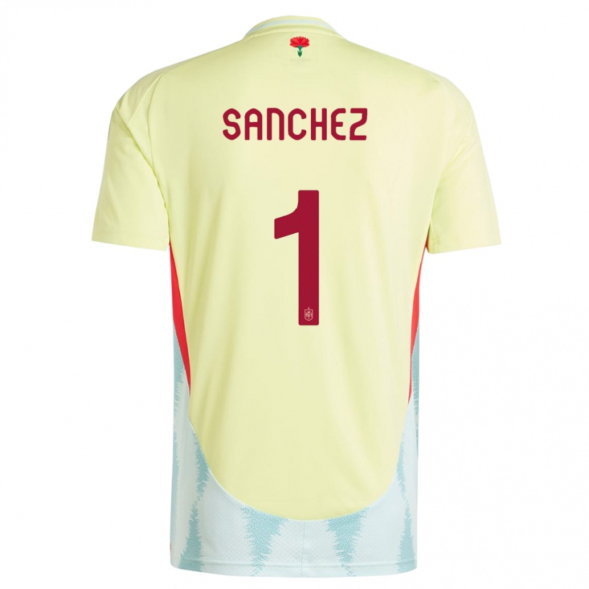 Kids Football Spain Robert Sanchez #1 Yellow Away Jersey 24-26 T-Shirt Nz