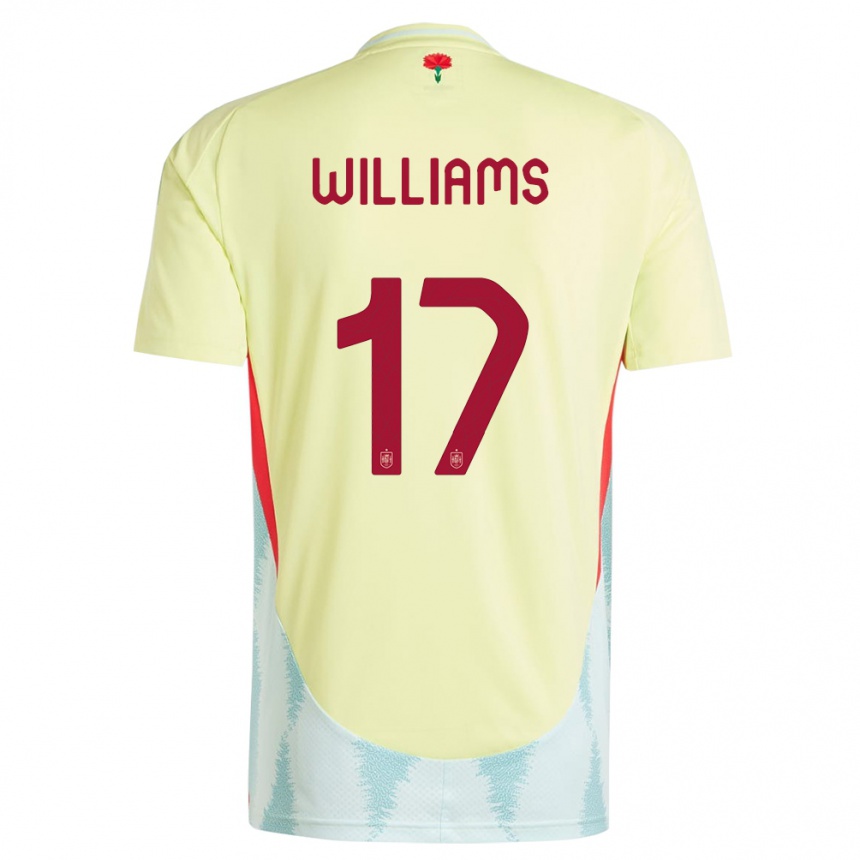 Kids Football Spain Nico Williams #17 Yellow Away Jersey 24-26 T-Shirt Nz