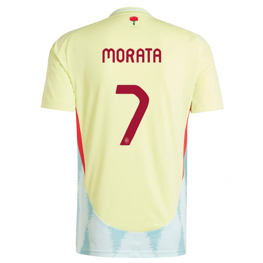 Kids Football Spain Alvaro Morata #7 Yellow Away Jersey 24-26 T-Shirt Nz