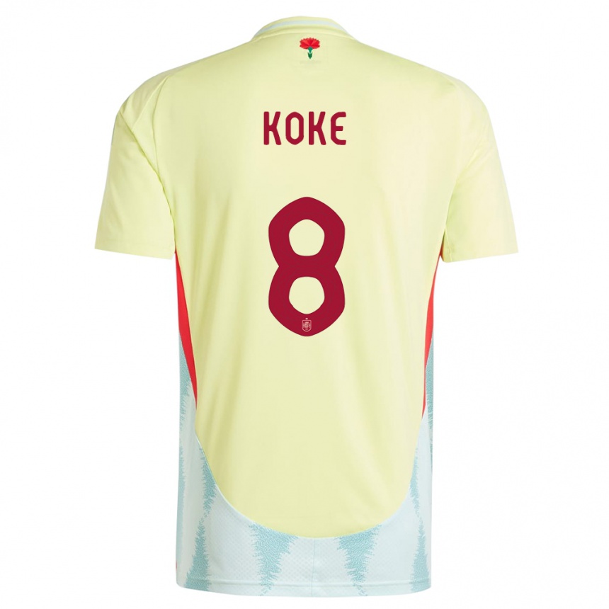 Kids Football Spain Koke #8 Yellow Away Jersey 24-26 T-Shirt Nz