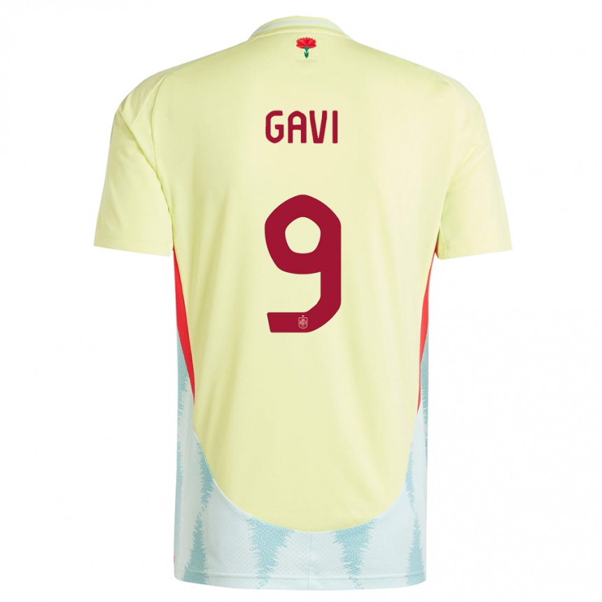 Kids Football Spain Gavi #9 Yellow Away Jersey 24-26 T-Shirt Nz