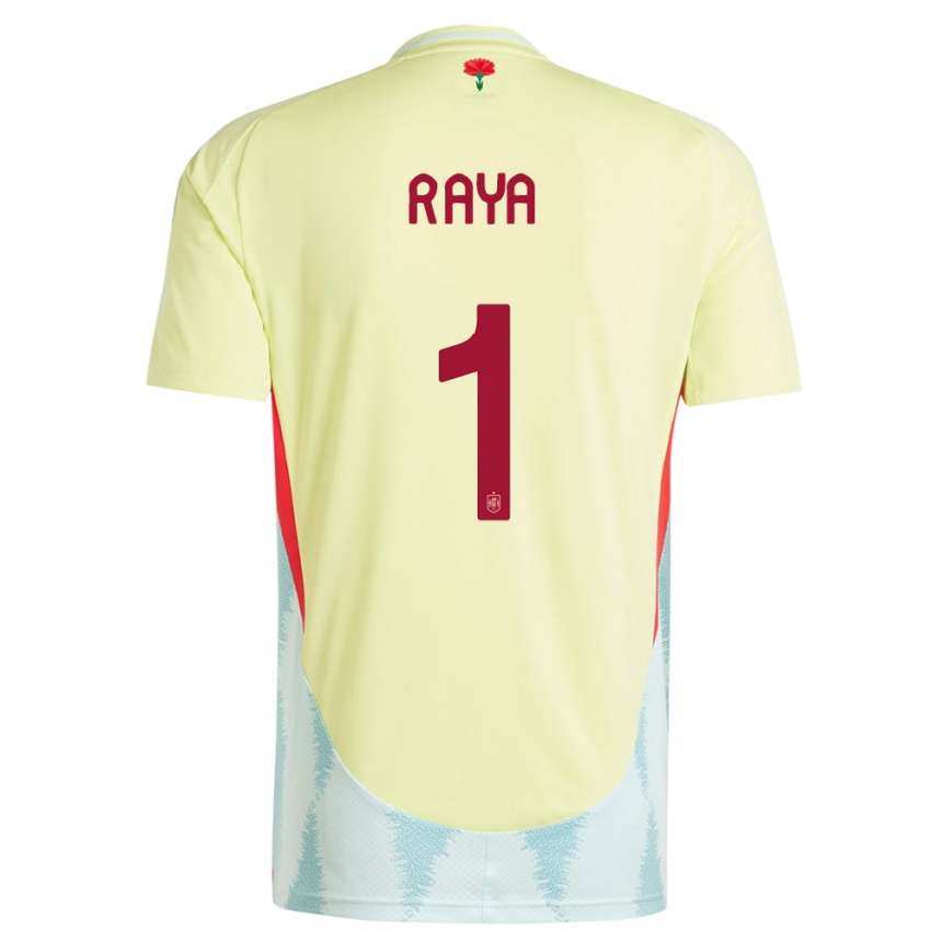 Kids Football Spain David Raya #1 Yellow Away Jersey 24-26 T-Shirt Nz