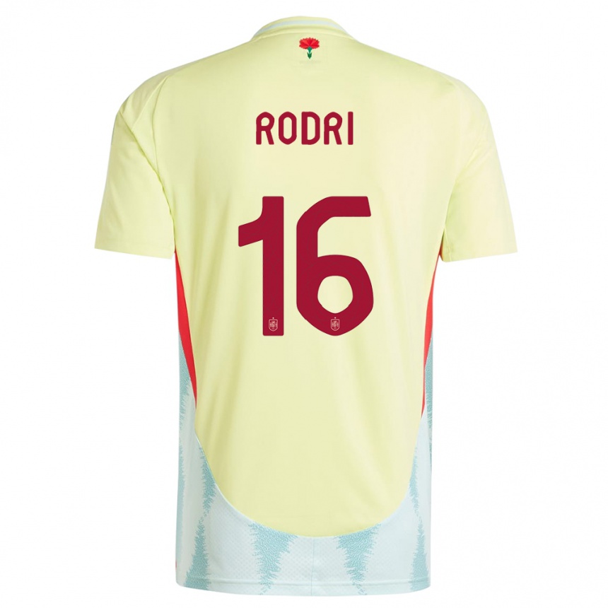 Kids Football Spain Rodri #16 Yellow Away Jersey 24-26 T-Shirt Nz