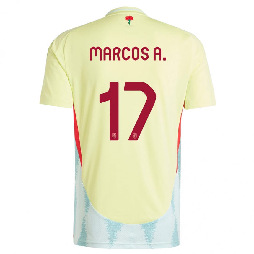 Kids Football Spain Marcos Alonso #17 Yellow Away Jersey 24-26 T-Shirt Nz