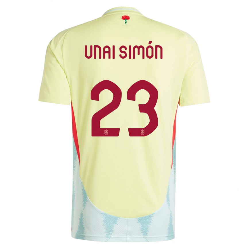 Kids Football Spain Unai Simon #23 Yellow Away Jersey 24-26 T-Shirt Nz