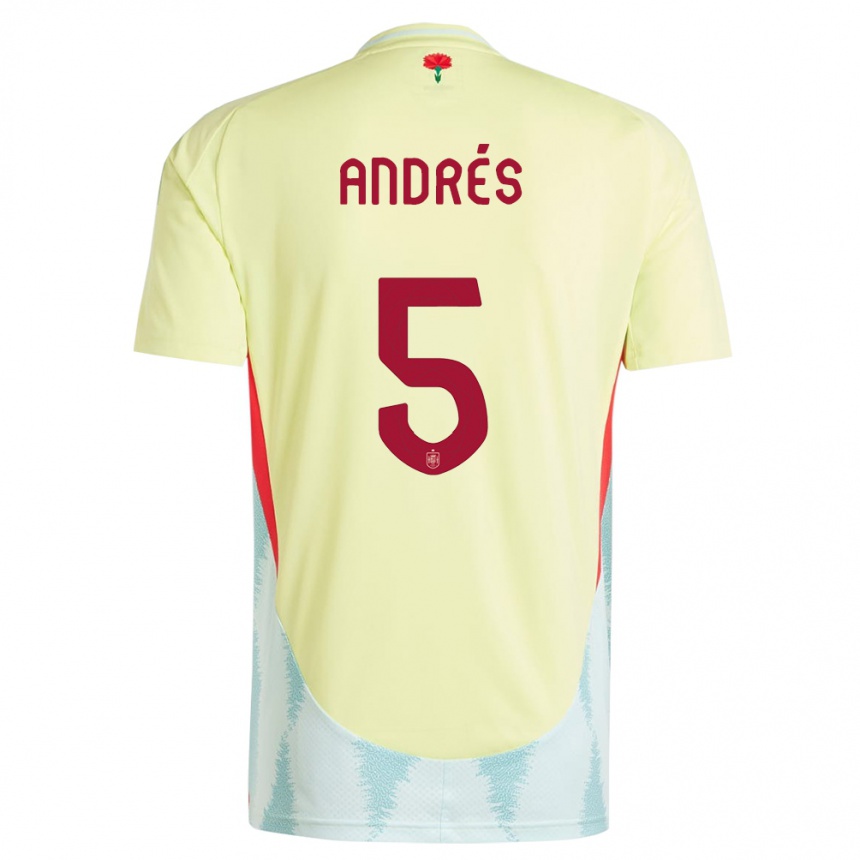 Kids Football Spain Ivana Andres #5 Yellow Away Jersey 24-26 T-Shirt Nz