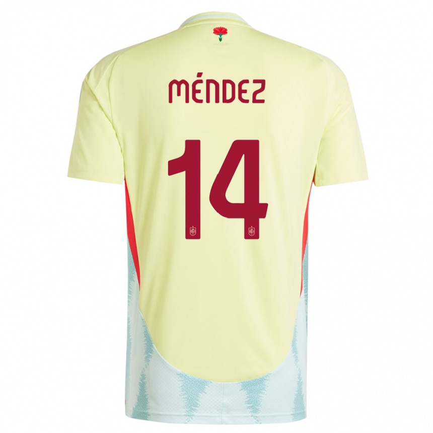 Kids Football Spain Maria Mendez #14 Yellow Away Jersey 24-26 T-Shirt Nz