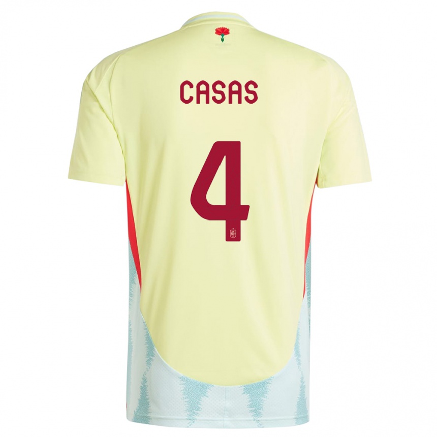 Kids Football Spain Arnau Casas #4 Yellow Away Jersey 24-26 T-Shirt Nz