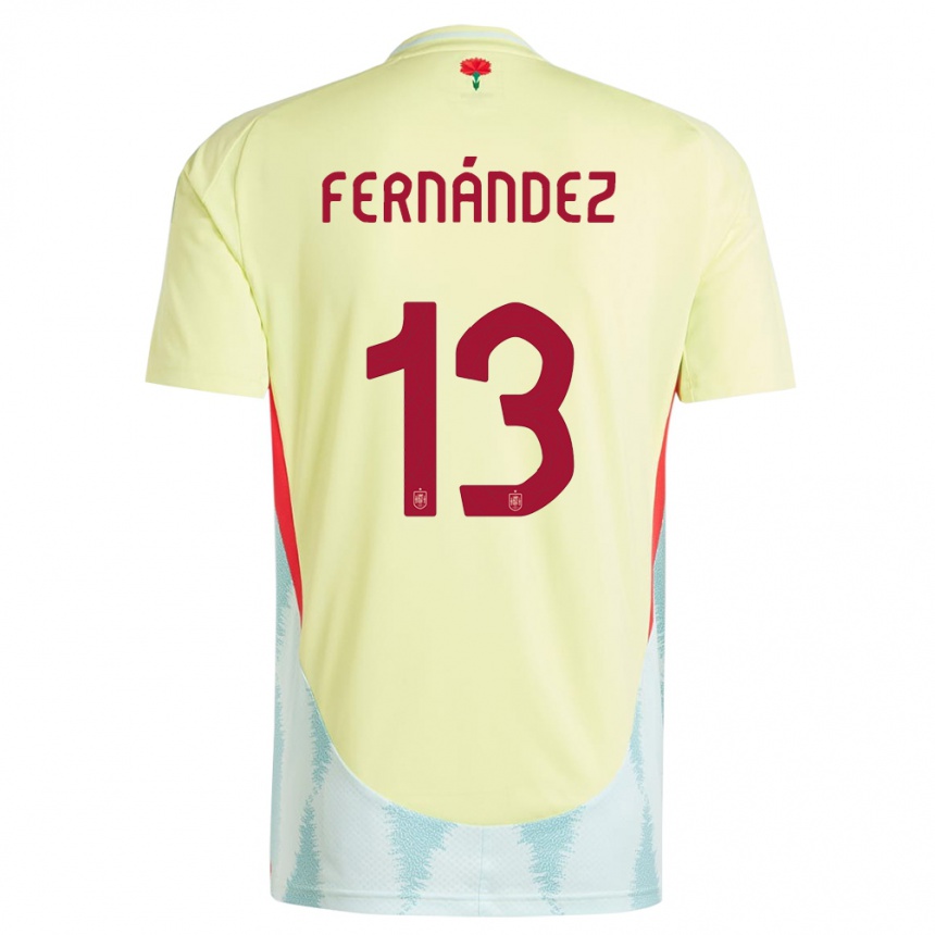 Kids Football Spain Cesar Fernandez #13 Yellow Away Jersey 24-26 T-Shirt Nz