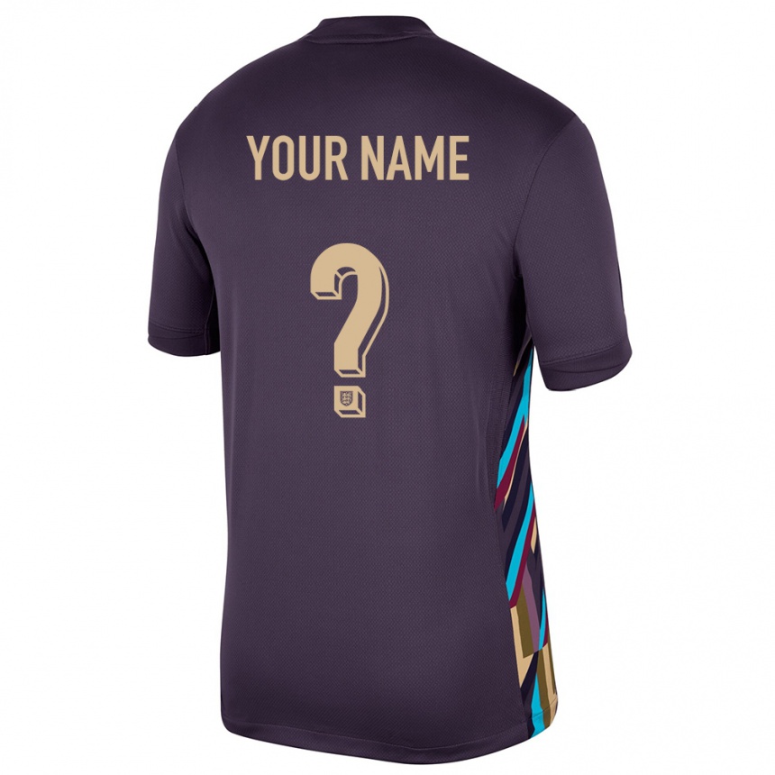 Kids Football England Your Name #0 Dark Raisin Away Jersey 24-26 T-Shirt Nz