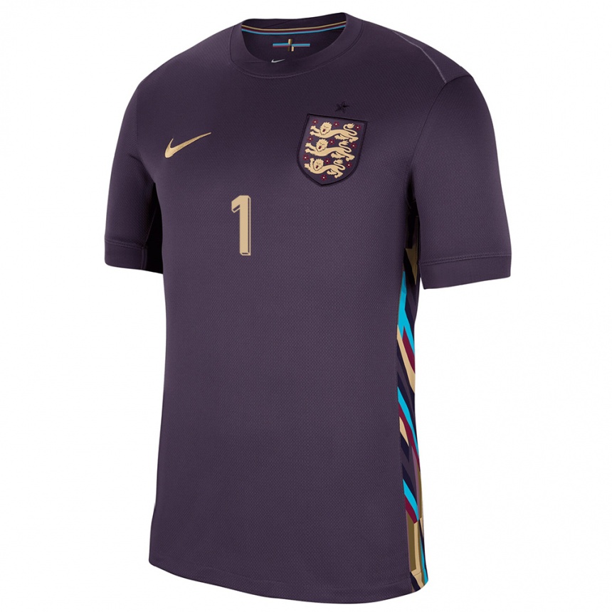 Kids Football England Mary Earps #1 Dark Raisin Away Jersey 24-26 T-Shirt Nz