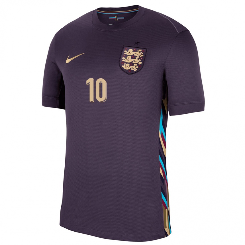 Kids Football England George Hall #10 Dark Raisin Away Jersey 24-26 T-Shirt Nz